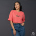 Ladies Graphic Oversize Crop Top Pink